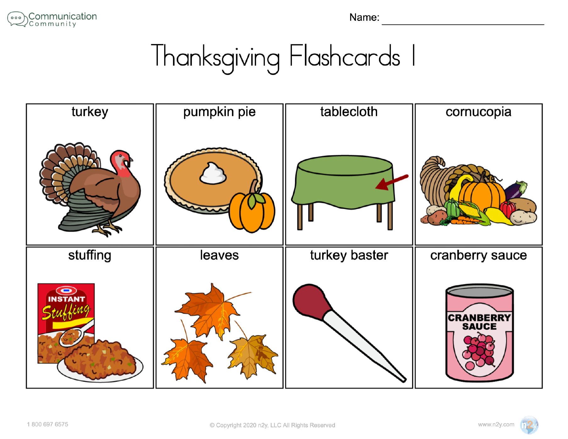 Thanksgiving Flashcards [Therapy, Classroom, or Home Activity]