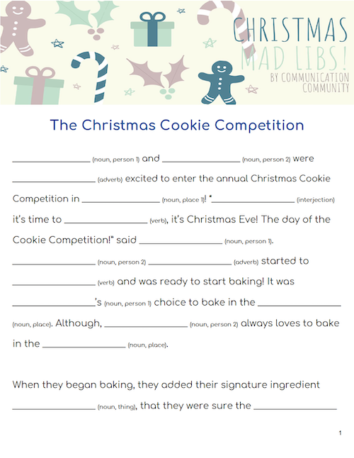 Parts Of Speech Breakdown With Christmas Mad Libs 
