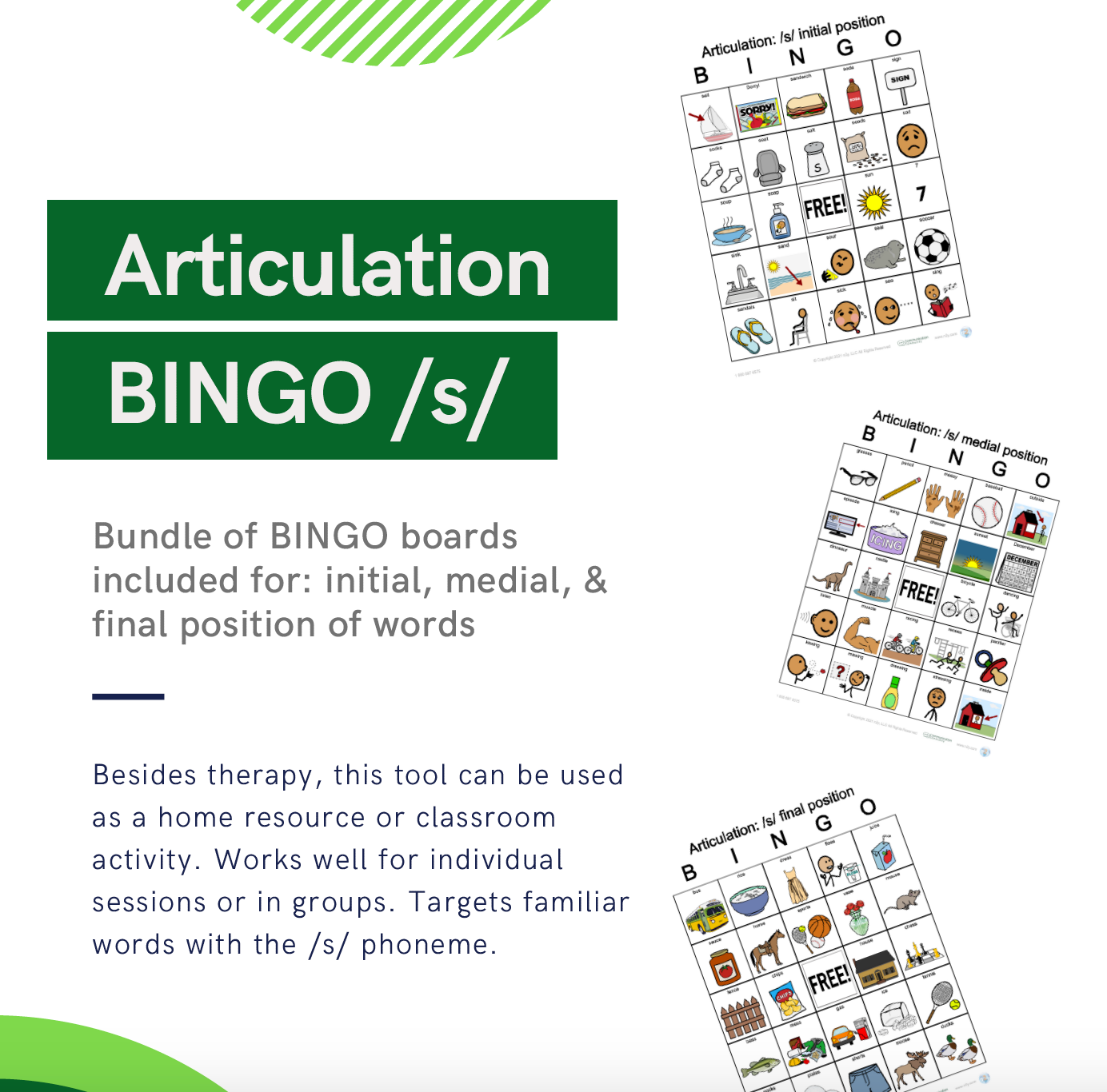 S Articulation Bundle BINGO (Initial, Medial, Final Positions)!