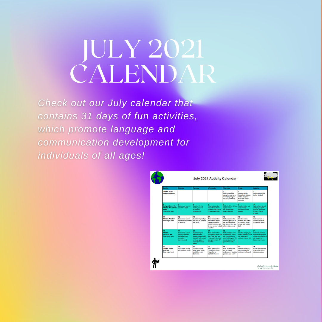 July Calendar Activities (2021)