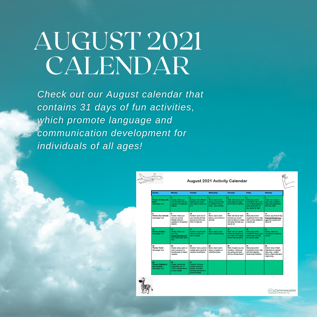 August Calendar Activities (2021)