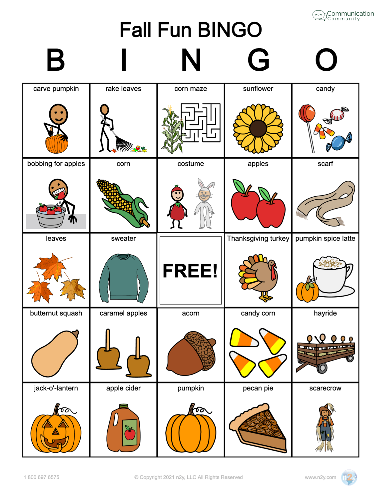 Free Fall BINGO Activity