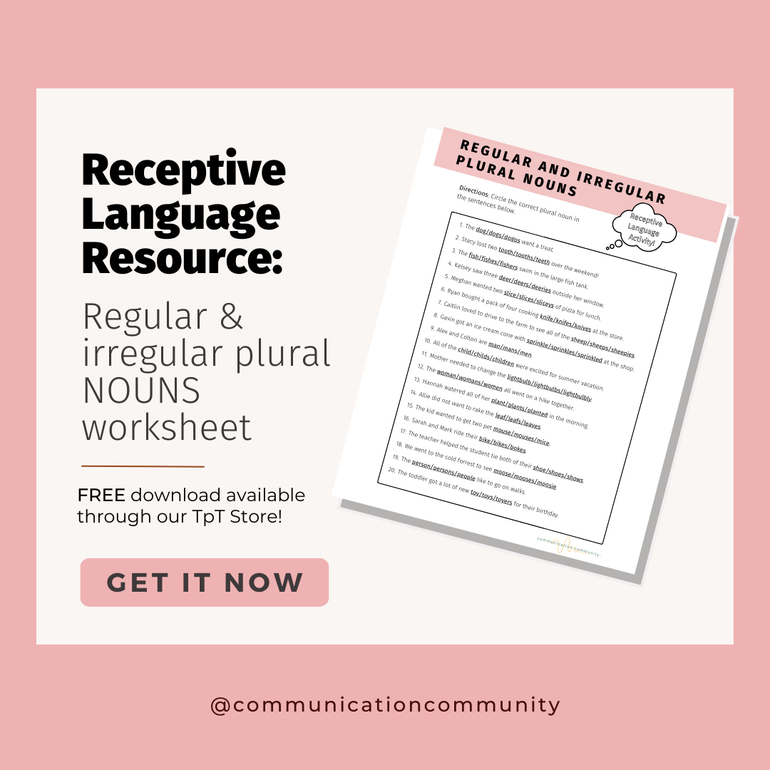 Plural Nouns Worksheet: a Receptive Language Activity