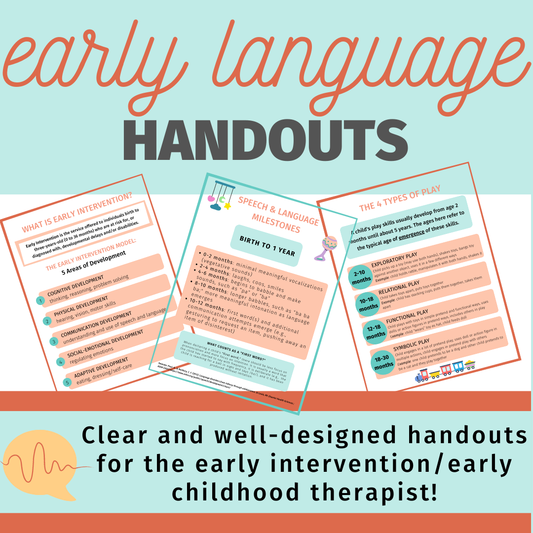 Speech Therapy Handouts/Printables for Early Language