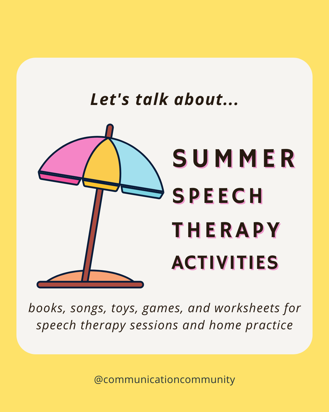 Summer Speech Therapy Activities
