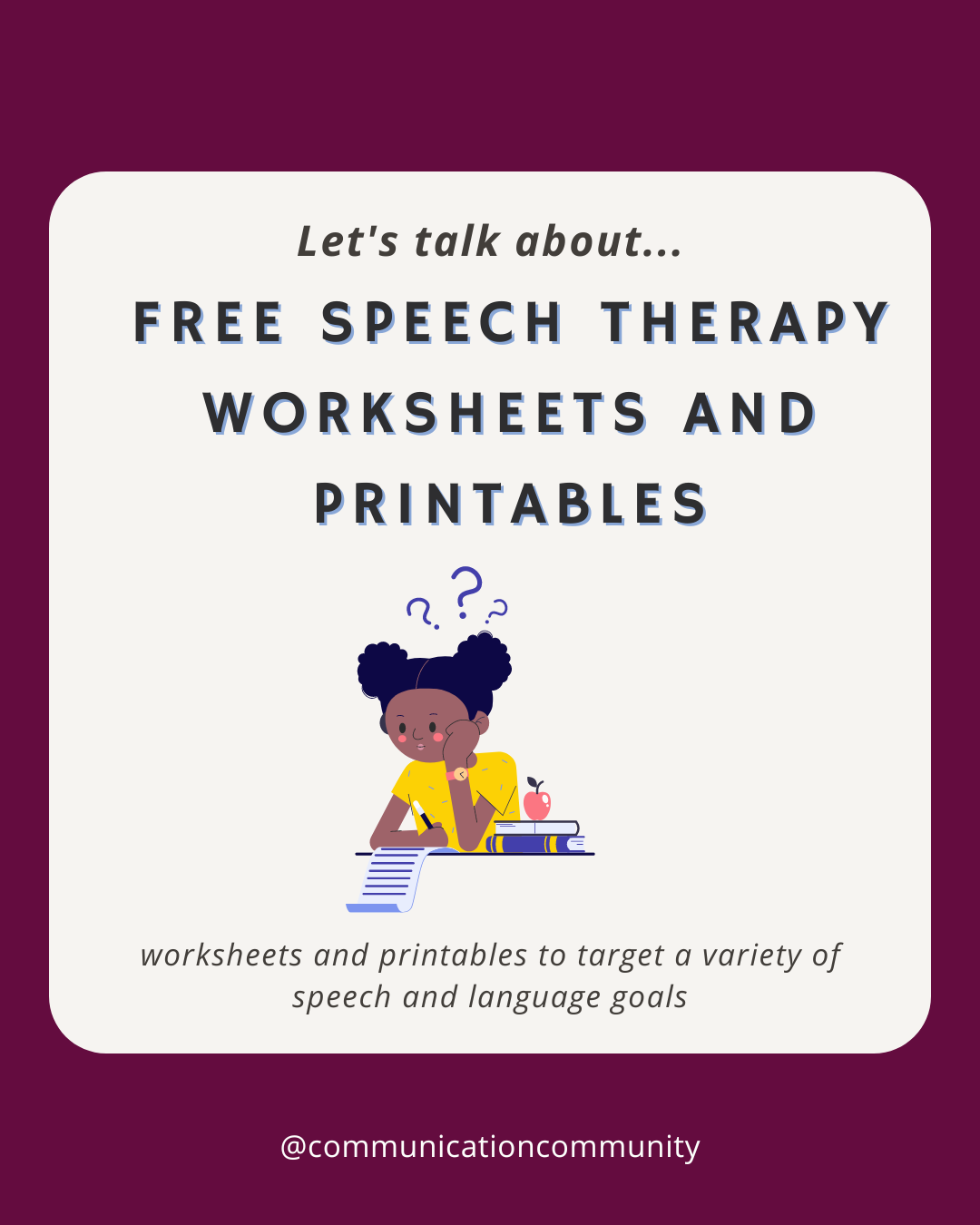 FREE Speech Therapy Worksheets and Printables