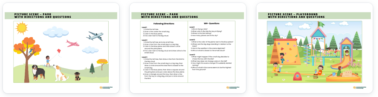 following directions worksheet speech therapy