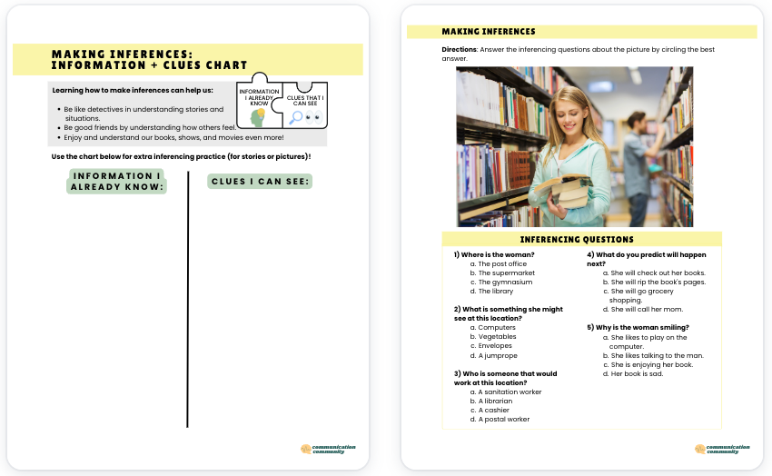 reading comprehension activities speech therapy