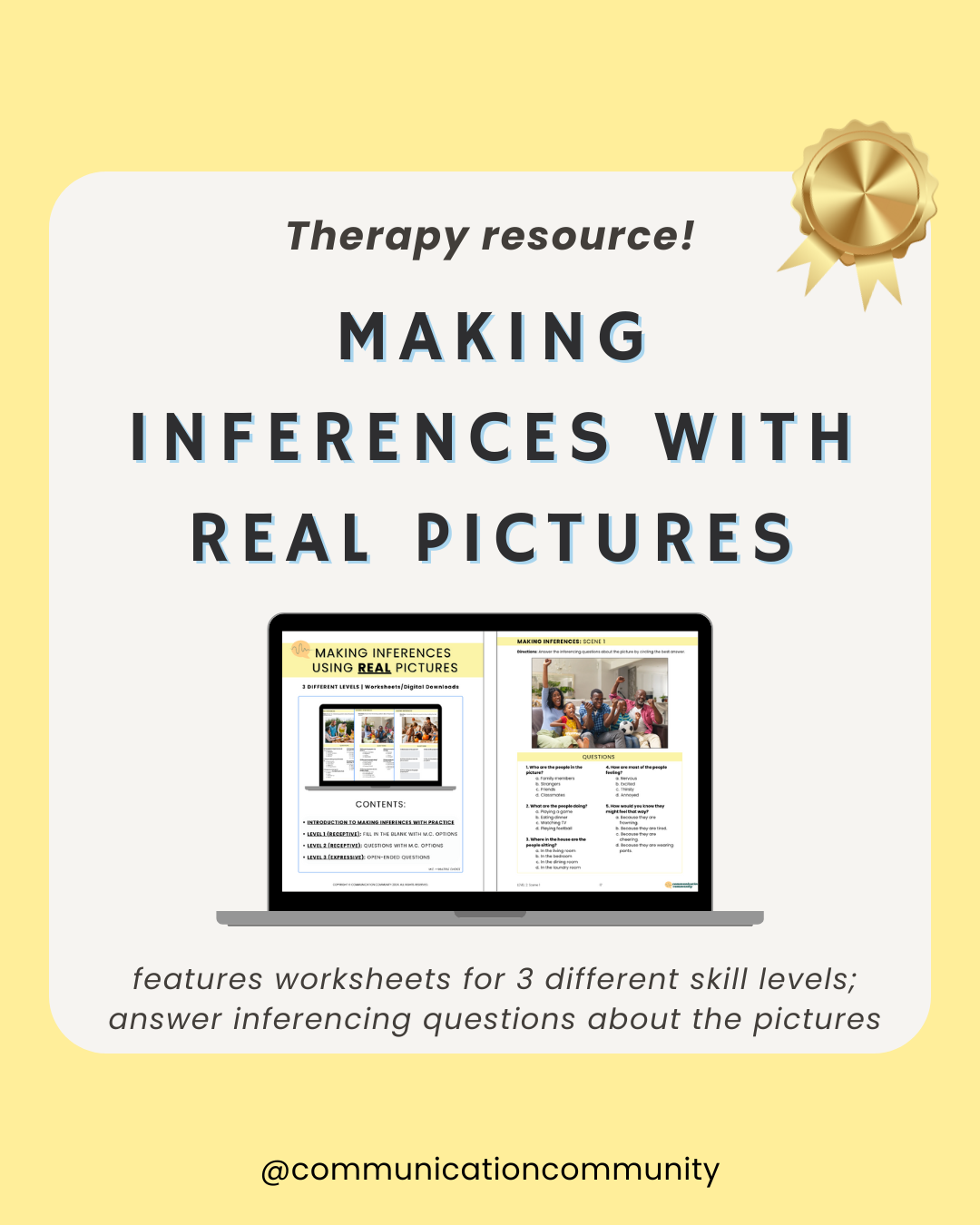 Making Inferences With Real Pictures: Speech Therapy Resource