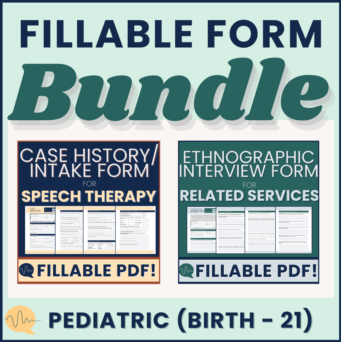 Case History and Ethnographic Interview BUNDLE for Speech Therapy: FILLABLE PDFs