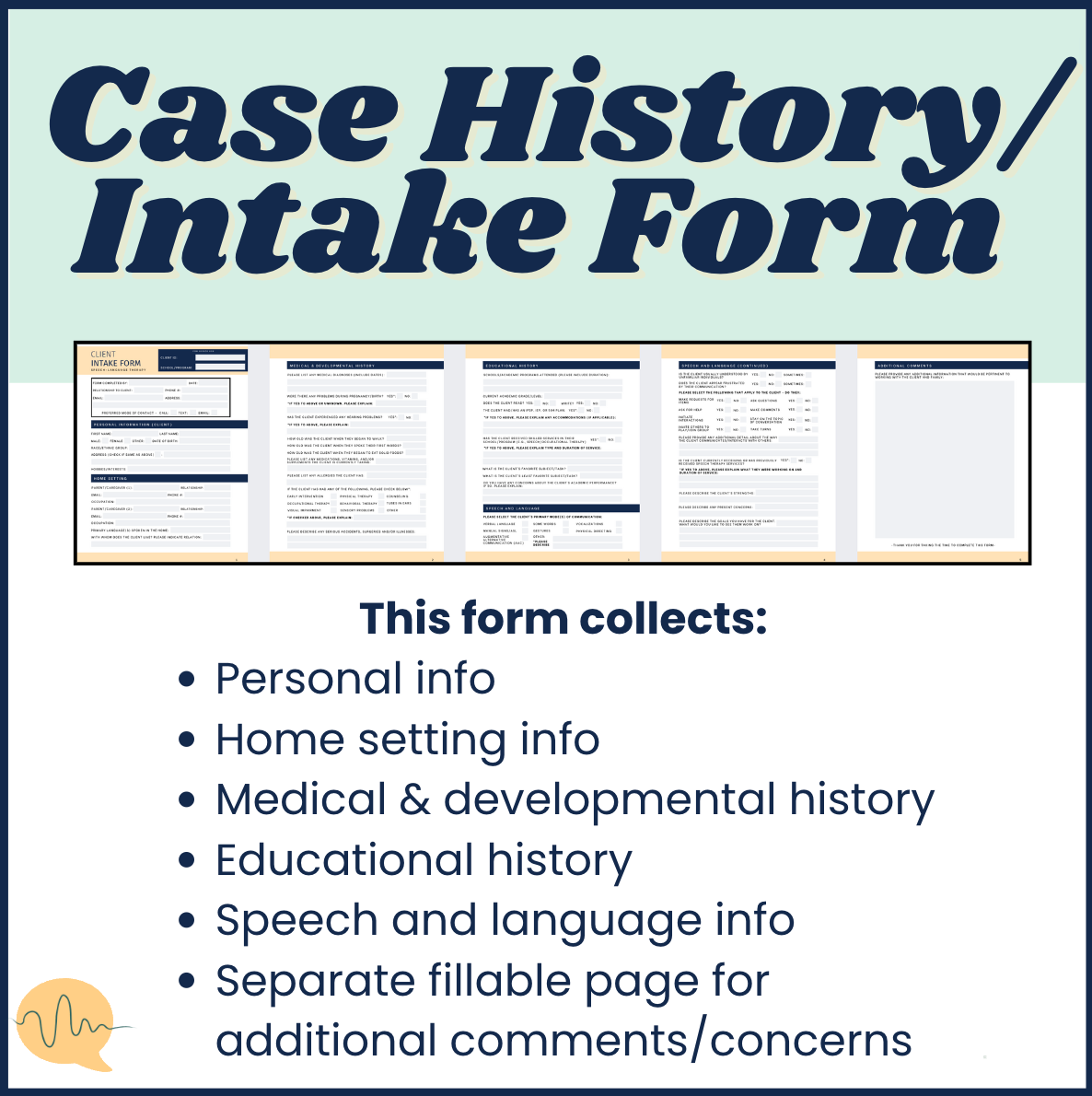 Case History and Ethnographic Interview BUNDLE for Speech Therapy: FILLABLE PDFs