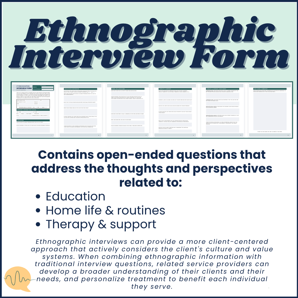 Case History and Ethnographic Interview BUNDLE for Speech Therapy: FILLABLE PDFs
