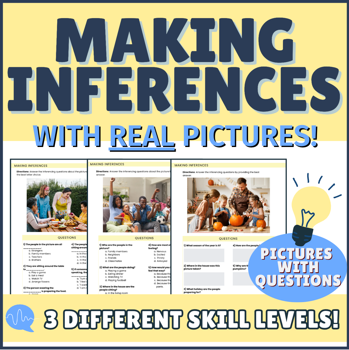 Making Inferences With Real Pictures: Speech Therapy Resource