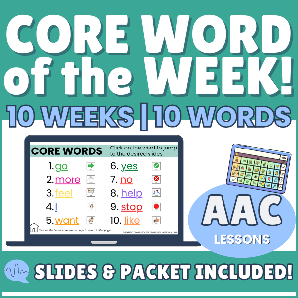 AAC Core Word of the Week Resource: Lesson Slides AND Companion Packet